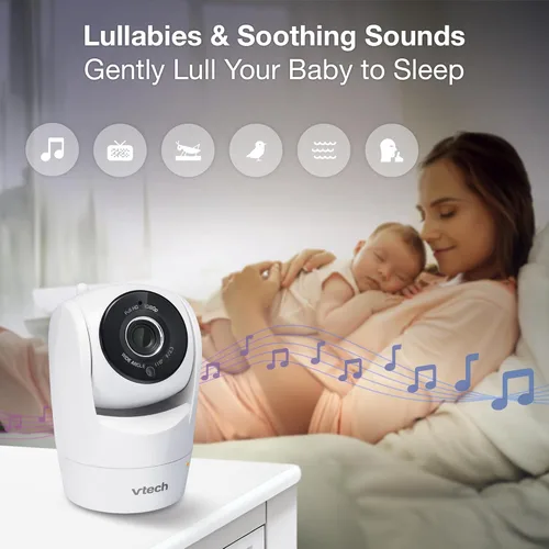 Miniatura 7 de VTech Monitor de bebé WiFi inteligente de 2 cámaras con cámara FHD de 1080p y pantalla IPS HD de 5", aplicación gratuita con video de detección