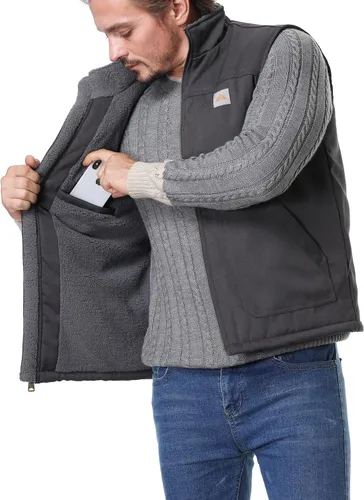 Miniatura 4 de MOERDENG Chaleco de cuello alto falso con forro polar lavado de pato lavado para hombre