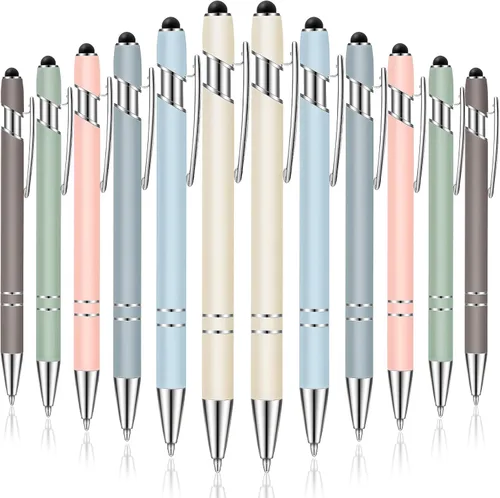Miniatura 29 de Tenare 12 piezas 2 en 1 bolígrafo de metal con punta de lápiz capacitivo, bolígrafo de 1,0 mm de tinta negra para pantallas táctiles (color surtido)