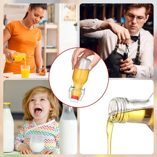 Miniatura 3 de EBOOT Botellas de vidrio con tapón abatible con tapas, claras, con tapa abatible, para cerveza, vinagre, kombucha, con tapones, tapas herméticas