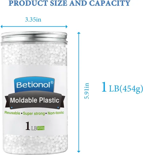 Miniatura 7 de Betionol Arcilla de plástico moldeable, 1 libra/16 onzas, arcilla blanca para modelar, cuentas termoplásticas para hacer actividades creativas