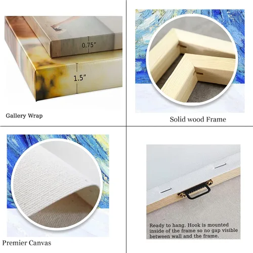 Miniatura 5 de Niwo ART - Bandera, serie de pinturas más famosas del mundo, lienzo para pared, decoración del hogar, envoltura de galería, estirado, enmarcado