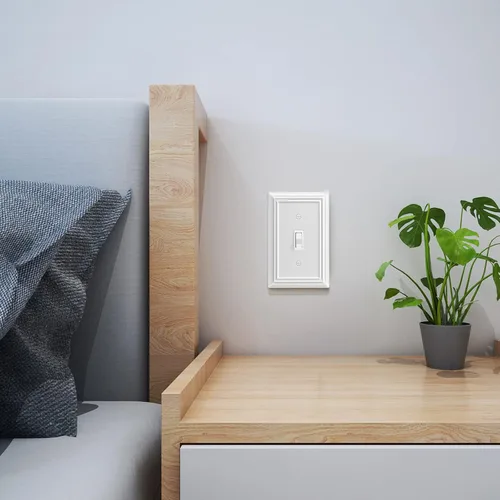 Miniatura 5 de DEWENWILS Paquete de 4 placas de pared de palanca, cubiertas metálicas para interruptores de luz con acabado blanco, placas frontales de servicio