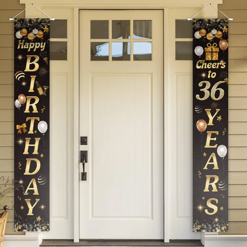 Miniatura 78 de Cartel de Feliz cumpleaños para la puerta, color negro