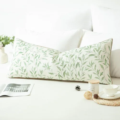 Miniatura 38 de VOGOL Juego de 2 fundas de almohada, 18 x 18 pulgadas, patrón de pájaros verdes, estampado de flores y pájaros verdes, fundas de cojín para cama