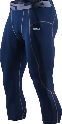 TSLA Pantalones de compresión 34 para hombre, mallas de entrenamiento para correr, leggings atléticos capri de secado fresco, capa base de yoga y