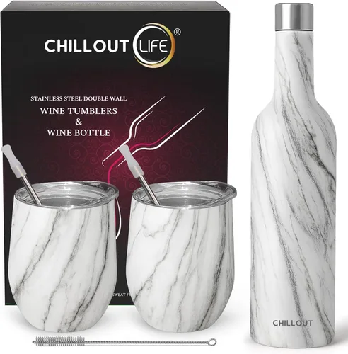Miniatura 25 de CHILLOUT LIFE Vasos Térmicos de Vino de Acero Inoxidable de 12 oz Paquete de 2 - Vasos de Vino con Aislamiento al Vacío de Doble Pared con Tapas