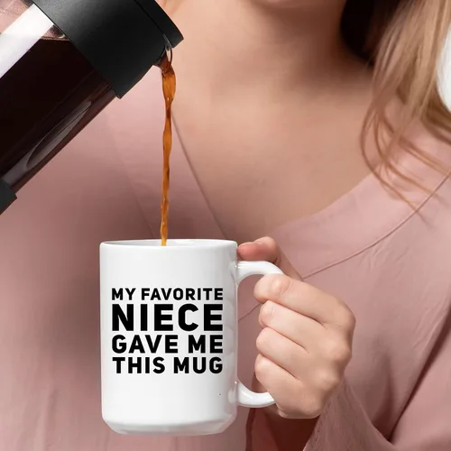 Miniatura 4 de Panvola Mi Sobrina Favorita Me Dio Esta Taza, Taza Divertida para Tíos y Tías, Regalos de Sobrina Sobrino, Día de las Madres, Día del Padre, Blanco
