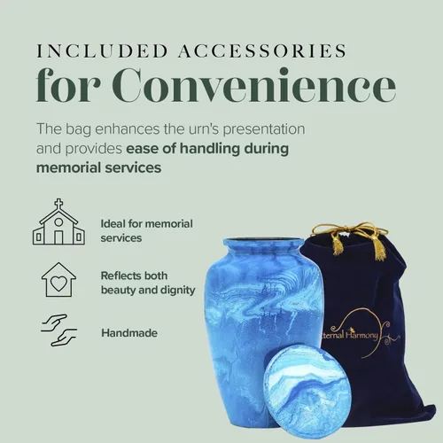 Miniatura 3 de Eternal Harmony Urna grande para cenizas, urna de cremación masculina y femenina para cenizas humanas con acabados elegantes, sello seguro y bolsa