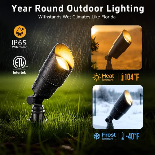 Miniatura 4 de Gardenreet Foco LED para exteriores, latón fundido a presión de 12 V con iluminación hacia arriba, impermeable, luces de paisaje de bajo voltaje