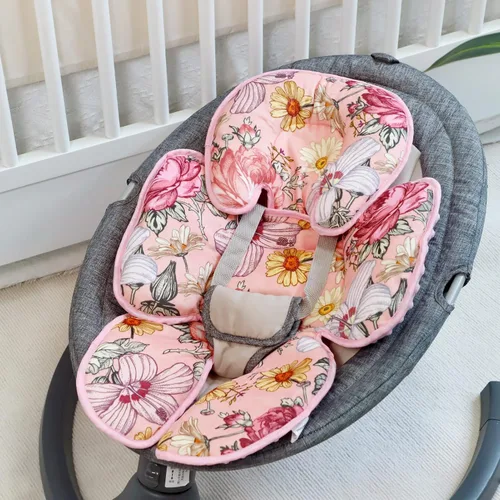 Miniatura 5 de Almohada de apoyo para la cabeza del asiento de automóvil infantil rosa, inserto reversible 2 en 1, cojín suave para cochecito, columpio, gorila