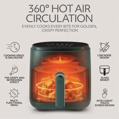 Miniatura 4 de WILLOW Eco Series - Freidora de aire 6 en 1 con cesta de vidrio, freidora de aire no tóxica de 5 cuartos de galón con pantalla digital, temperatura