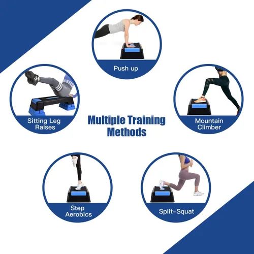 Miniatura 5 de Goplus Stepper aeróbico de 30 pulgadas con elevadores, niveles de altura ajustable de 5, 7 y 9 pulgadas, para entrenamiento, fitness, ejercicio