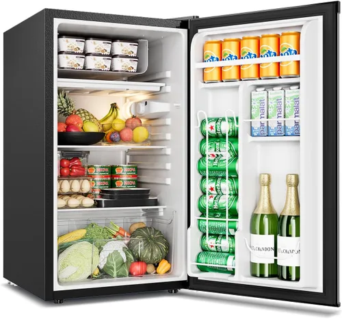 Miniatura 11 de Feelfunn Mini refrigerador con congelador, mini refrigerador de 1.7 pies cúbicos de una sola puerta con termostato ajustable, ahorro de energía