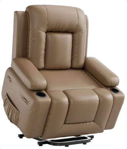 GarveeHome Silla reclinable eléctrica con elevación eléctrica, calor y masaje, sillón reclinable eléctrico de poliuretano sintético para personas