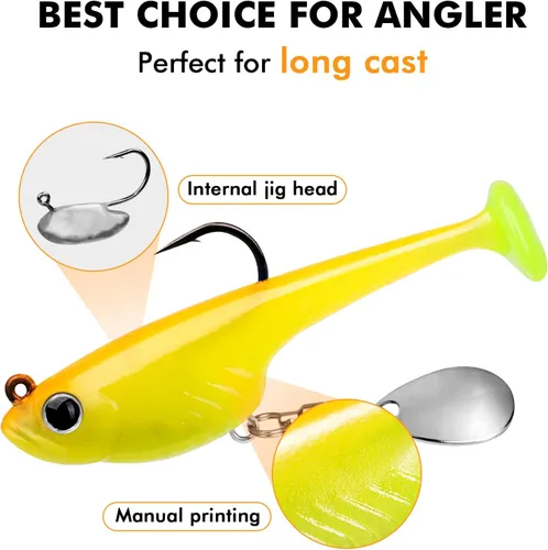 Miniatura 3 de TRUSCEND Duramax Pre-Rigged Fishing Lures with BKK Jig Hooks, 10X Tear-Resistant TPE Soft Swimbaits for Bass Striper Trout Crappie Walleye Grouper