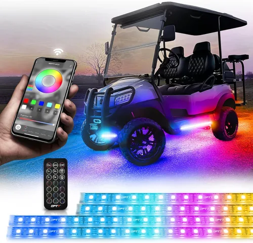 Miniatura 9 de OPT7 Aura DreamColor - Kit de luz LED para carrito de golf de 12 V con aplicación y control remoto, 4 tiras de luz multicolor impermeables