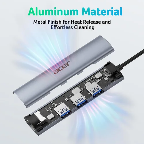 Miniatura 8 de Acer Adaptador USB a Ethernet, Hub USBC Ethernet 1Gbps con 3*USB 3.0, Disipación de Calor de Aluminio, Sin Necesidad de Controlador, Adaptador USB a