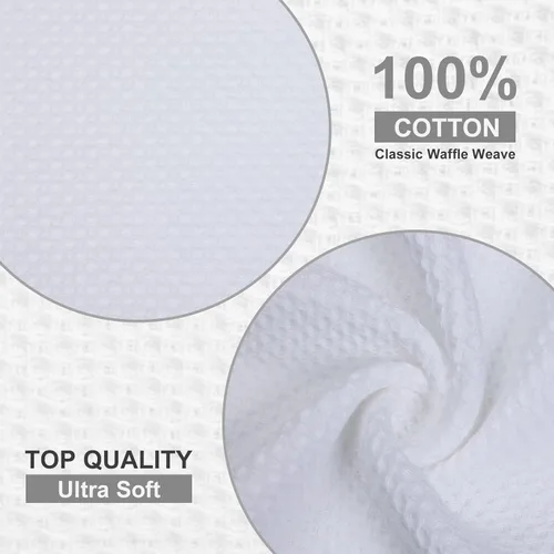 Miniatura 2 de Kitinjoy - Paños de cocina de 100 % algodón, tela de tejido gofrado, paño de limpieza ultrasuave, absorbente y de secado rápido. Blanco