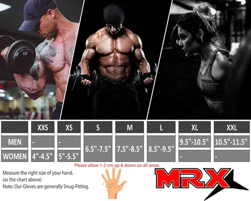 Miniatura 2 de MRX Guantes de levantamiento de pesas Pro Series Gym Fitness Entrenamiento Culturismo Guantes Tamaños
