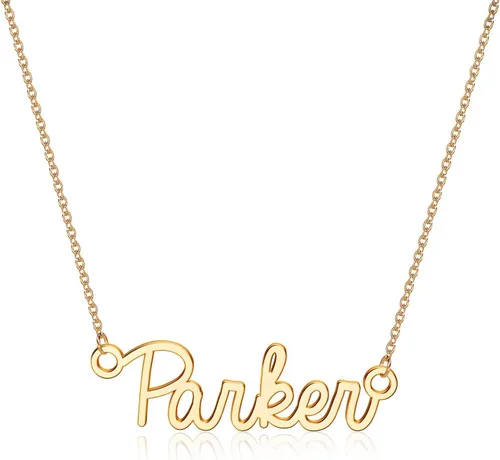 Turandoss - Collar personalizado con nombre, chapado en oro de 14 quilates, collar con dije de nombre delicado, joyería personalizada, regalo para