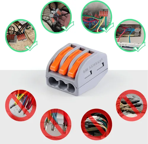 Miniatura 6 de Delgada 60 tuercas de conector de cable de palanca, conectores compactos de 2/3 conductores, kit de conectores eléctricos de empalme rápido