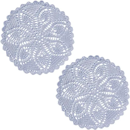 Miniatura 42 de Mantel Individual de Encaje de 11 a 12 Pulgadas Tapetes de Mesa Redondos Hechos a Mano Tapete de Ganchillo Cocina Vajilla Posavasos para Taza