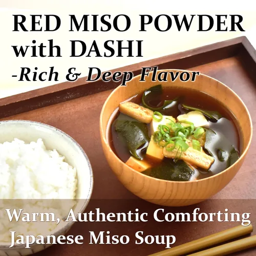 Miniatura 3 de YAMASAN KYOTO UJI Polvo de Miso Rojo Japonés Dashi, Miso de Soja Liofilizado con Polvo de Dashi Umami, Práctico para Sopa de Miso de Sabor Rico