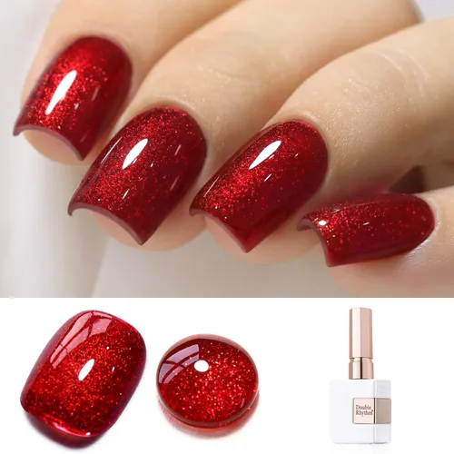 Miniatura 50 de Double Rhythm Esmalte de gel con purpurina de nieve de 0.5 fl oz, color holográfico reflectante para arte de uñas, salón de manicura y bricolaje