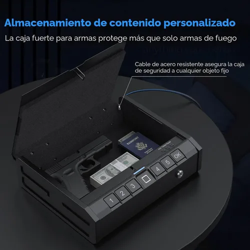 Miniatura 3 de ONNAIS Iron SE Biometric Gun Safe – Caja fuerte para pistola de acceso rápido con huella digital y bloqueo de teclado para el hogar, mesita