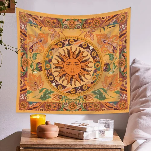 Miniatura 9 de Tapiz de tarjeta de tarot de constelación y estrella, tapiz botánico de fase lunar, tapiz de sol y luna, tapiz de astronauta, tapiz estético bohemio