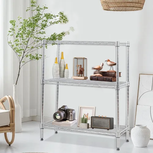Miniatura 2 de FDW Unidades de estantería de alambre de 3 niveles, estante de almacenamiento de metal, 23L x 13A x 30Al pulgadas, estantes de despensa ajustables