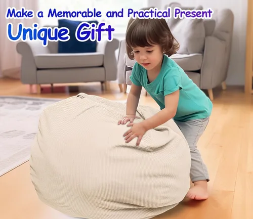 Miniatura 6 de Stuffed Animal Bean Bag Storage Chair Cover (No Filler) Soft Washable Stuffable Removable Premium Organizing Plush Toys Comfortable Organizer Keep
