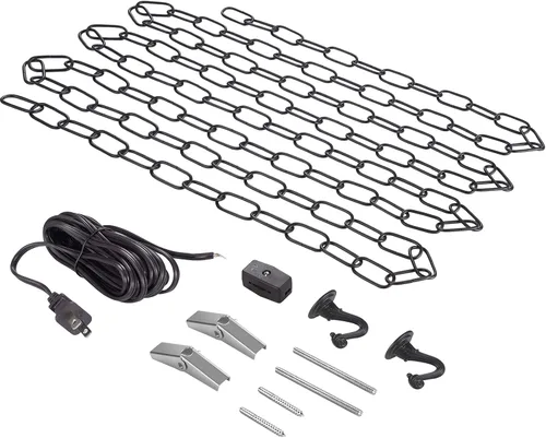 Miniatura 2 de Kit de Luz Canomo Incluye Cadena de Araña de 12 Pies, Cordón de Iluminación de 15 Pies e Instrucciones para Araña, Luz Colgante y Luz de Ventilador