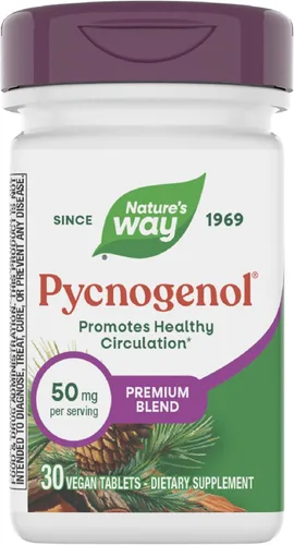 Nature's Way Pycnogenol Premium Blend, promueve la circulación saludable*, soporte antioxidante*, 50 mg por porción, 30 tabletas veganas (el