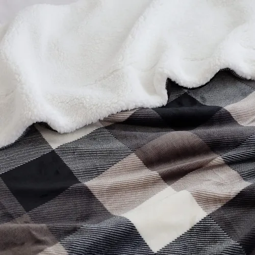 Miniatura 4 de SOCHOW Manta de Sofá de Vellón Sherpa a Cuadros Buffalo, Manta de Ropa de Cama de Doble Cara a Cuadros Súper Suave y Lujosa 60 x 80 pulgadas