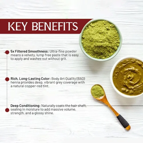 Miniatura 4 de Polvo de henna para tinte para el cabello Lawsonia Inermis Polvo Mehndi Cinco desplazados Natural y crudo (10.11 onzas - 0.8 libras)