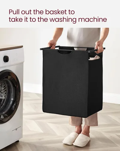 Miniatura 8 de VASAGLE Cesta de lavandería, cesta de ropa, clasificador de ropa con bolsa extraíble y removible, estante, estructura metálica, 17.2 galones (65 L)