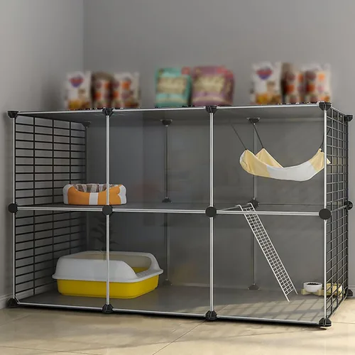 Miniatura 11 de DIY 2/3 Tier Cat House, Panorama Cat Villa, Gabinete para Gato, Diseño Semicerrado, Espacio Libre Extra Grande, Fácil de montar
