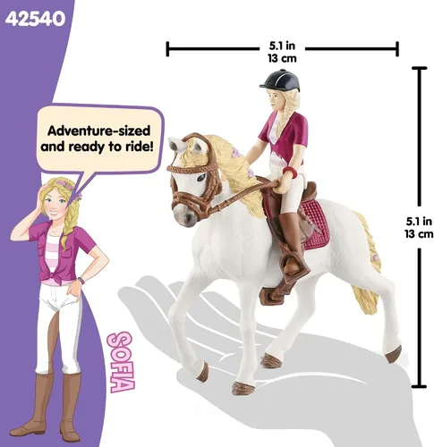 Miniatura 5 de Schleich Horse Club — Sofia y Blossom: juego de 10 piezas de Horse Club con jinete y yegua andaluza, juguetes de caballos para niñas y niños de 5 a