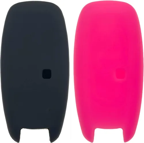 Miniatura 2 de REPROTECTING Funda de goma de silicona para llavero compatible con Nissan Pathfinder Rogue Kicks (5 botones, negro/rosa)