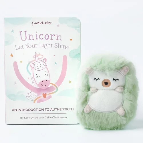 Slumberkins Unicornio, deja que tu luz brille libro de tablero y erizo mini espuma de mar | Soporta autenticidad e inteligencia social emocional