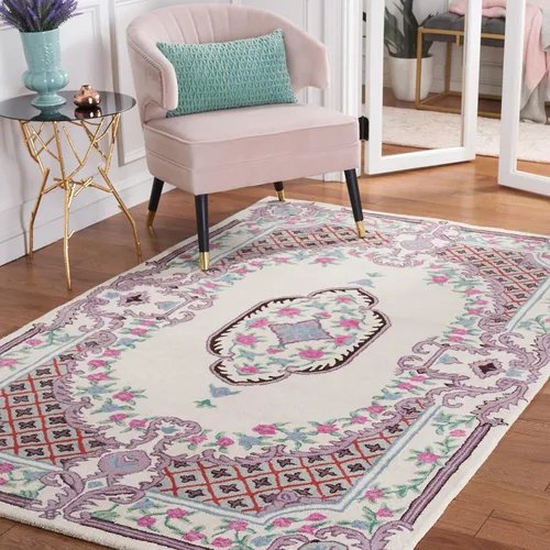 Miniatura 34 de SAFAVIEH Bellagio Collection - Alfombra decorativa de 2 x 3 pies, azul y rosa, hecha a mano de lana de medallón, ideal para zonas de alto tráfico