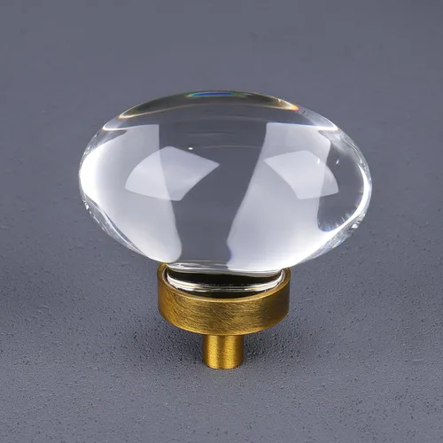 Miniatura 10 de Paquete de 4 pomos y tiradores de cristal para gabinetes, pomos ovalados de cristal para cajones de tocador, pomos de gabinete de cocina negro mate