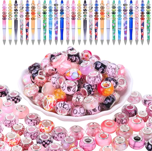 Miniatura 27 de Espaciador de agujeros grandes europeos con cuentas de hadas con diamantes de imitación para manualidades, pulseras y bisutería