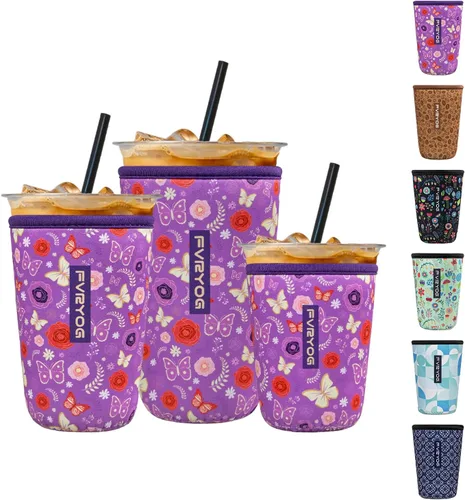 Miniatura 14 de Fundas de neopreno reutilizables aisladas para café helado, fundas para tazas de café helado, fundas para bebidas heladas y calientes