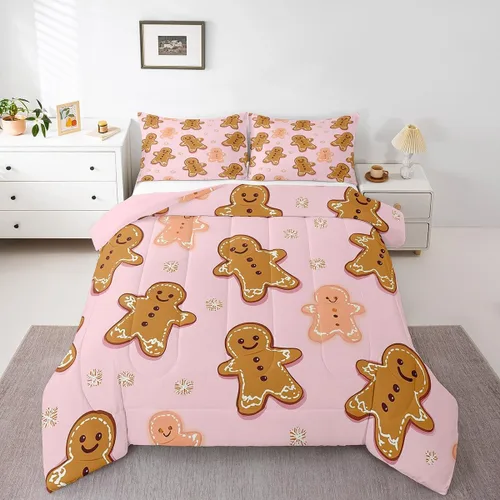 Miniatura 8 de Erosebridal Juego de edredón de Navidad, tamaño individual, relleno de edredón mágico de invierno con copos de nieve para adultos, niños, mujeres