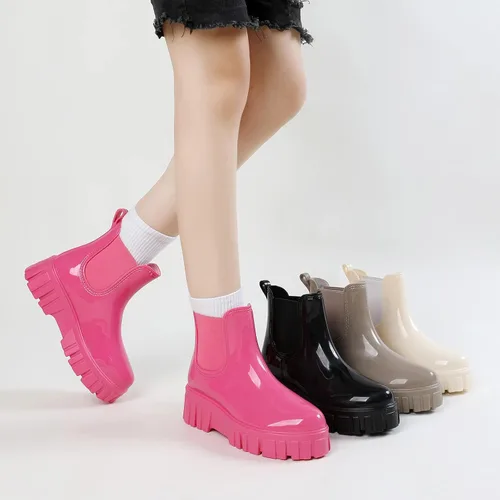 Miniatura 8 de RIUETAR Rain Boots for Women Men, Comfort Lightweight Waterproof Garden Boots, Platform Rubber Chelsea Ankle Rain Boots, Adult Cute Soft Insole