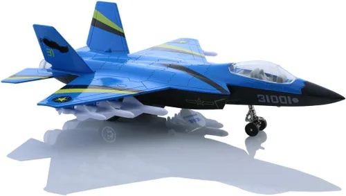 Miniatura 3 de HSOMiD Aviones de aleación/avión/juguete de aviones con bombarderos sigilosos de tracción y aviones de combate negro (azul)