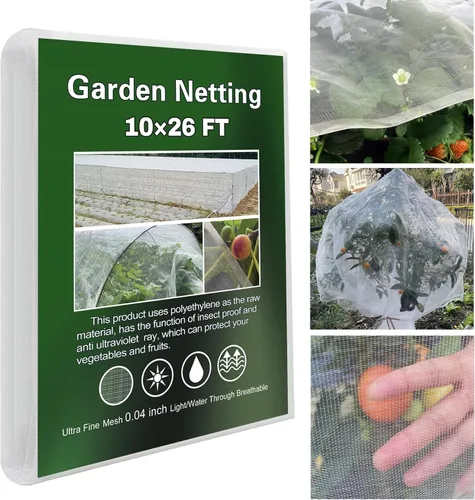 Red de jardín para cama elevada de 10 x 26 pies, cubiertas de malla para plantas, red para pájaros para protección del jardín, barrera de red para